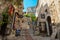 The narrow hilly street in Eze