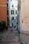 Narrow Historic Stepped Pathway, Santa Maria di Castello, Salita di Santa Maria di Castello, Genova, Italy.