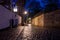 Narrow historical alley in the old town of Bamberg at night,World Heritage Site City of Bamberg,Germany