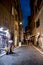 Narrow illuminated Street in Rome in Italy