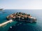 Narrow isthmus leads to the island of Sveti Stefan