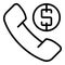 Narrow market phone call icon, outline style