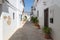 Narrow medieval street in the old town center of Altea, Costa Blanca, Spain