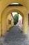 Narrow medieval street. Town Spisska Sobota. Poprad city, Slovakia