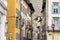 Narrow medieval streets of Bergamo city northeast of Milan. Scenic views of Citta Alta, town\\\'s upper district, known by