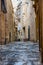 Narrow Mediterranean street. Birgu, Malta