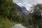 Narrow mountain norwegian road to Troll path. Summer driving traveling beautiful Norway
