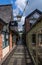 Narrow Old Chapel Court walkway in Oswestry