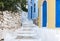 Narrow old colored streets of greek island