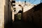 Narrow passage of the ancient ruins, city of Jerusalem Israel