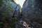 The narrow passage between the rocks