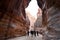 Narrow passage of rocks of Petra Canyon