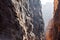 Narrow passage of rocks of Petra Canyon