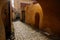 Narrow passageway, arched passage, picturesque street with colorful buildings in historic center, renaissance and gothic house,