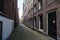 Narrow small empty streets of Amsterdam