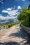 Narrow steep cobblestone roads in Gjirokastra, Albania