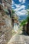 Narrow steep cobblestone roads in Gjirokastra, Albania