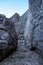 Narrow, stoney mountain path in Julian alps