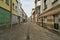 Narrow straight street in old town of Amiens