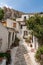 Narrow street in ancient residential district of Anafiotika in Athens Greece