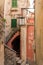 Narrow street with buildings in small colorful village Lerici in liguria, italy