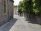 Narrow street with coble stone pavement