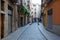 Narrow street in historic center of Girona, Spain