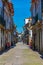 Narrow street in the historical center of Viana do Castelo in Portugal