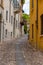 Narrow street in the Italian city Brescia