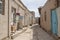 Narrow street of Itchan Kala medieval residential neighborhoods, Khiva, Uzbekistan.