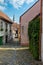 Narrow street in jewish quarter. Trebic, Czech Republic