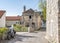 A narrow street with motorbike in Hvar town in Croatia