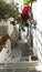 Narrow street in Naxos city, Greece