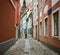 Narrow street in old Riga city, Latvia