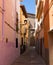 Narrow street at old spanish town. Tarazona