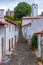 Narrow street in the old town of Braganca, Portugal