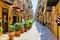 Narrow street in the old town of Cefalu, Sicily, Italy