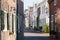 Narrow street in old town of Naarden, Netherlands