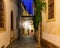 Narrow street in Olomouc, in the evening, Czech Republic