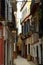 The narrow street in the Spanish city of Seville