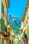 a narrow street in the spanish town Soller at Mallorca