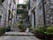 Narrow street with stone pavement