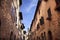 Narrow Street Via San Gimignano Tuscany Italy