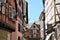 Narrow streets of half-timbered medieval and early Renaissance buildings in Colmar.