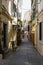 Narrow streets of Kerkyra city, Corfu island, Greece.