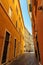 Narrow streets with old mediaval residential buildings in Rome, Italy
