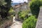 Narrow streets and picturesque buildings in hilltop medieval Penne d`Agenaise