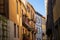 The narrow streets of Porto, Portugal with colorful buildings and balconies