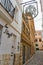 Narrow Streets of Sitges, views leading into the distance. A typical scene of cobbled back streets in Europe