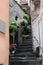 The narrow streets and stairs in Riomaggiore, Italy